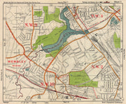 NW LONDON. Neasden Cricklewood Hendon Kingsbury Oxgate Brent. BACON 1938 map