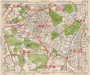 SE LONDON. Dulwich Honor Oak Forest Hill Herne Hill Peckham Rye. BACON 1938 map