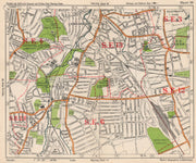 SE LONDON. Catford Hither/Rushey/Lee Green Lewisham Ladywell. BACON 1938 map