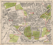 N LONDON. East Finchley Muswell Hill Highgate Crystal Palace. BACON 1933 map