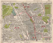 N LONDON. Hornsey Wood Green Crouch End Harringay Noel Park. BACON 1933 map
