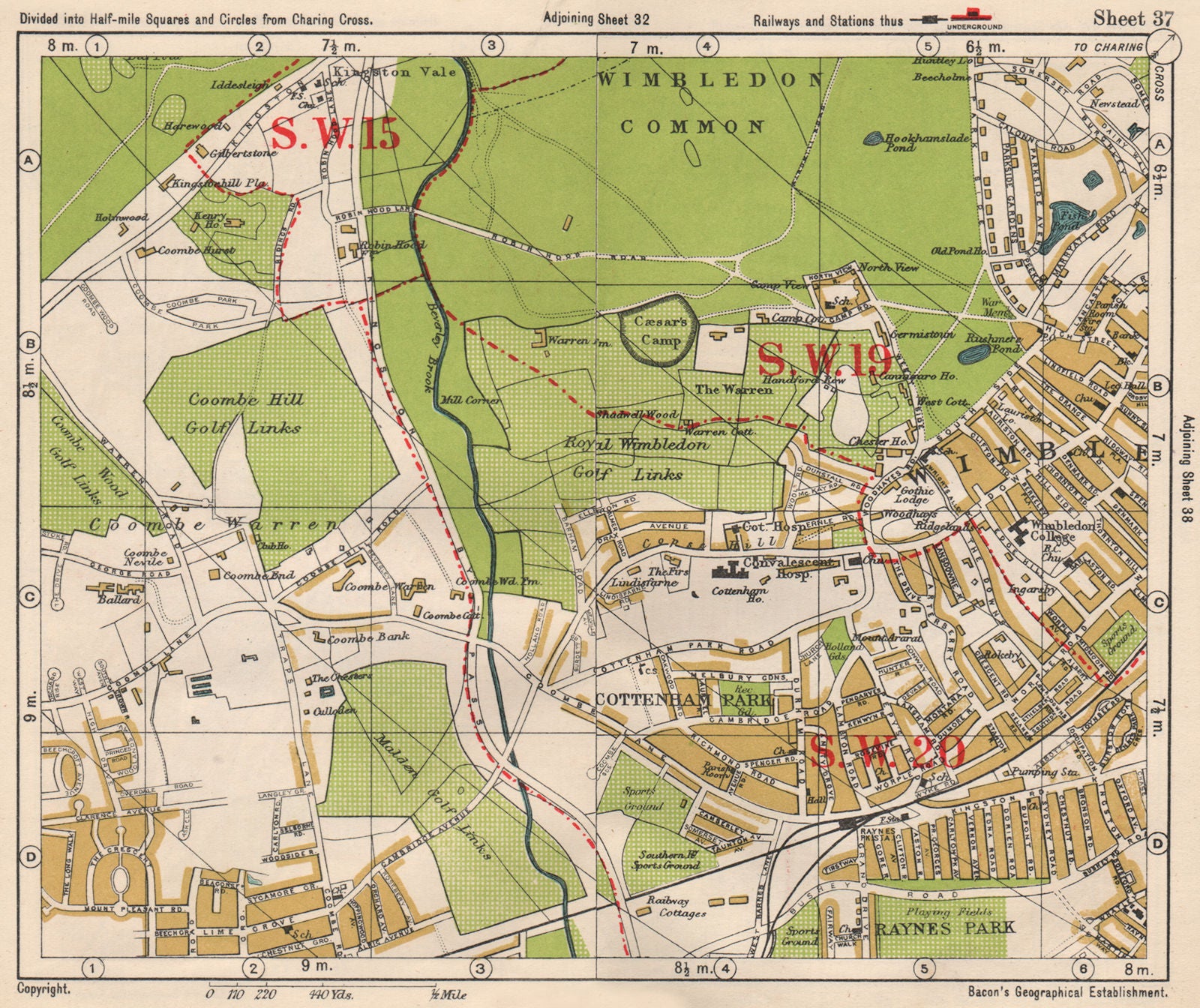SW LONDON. Wimbledon Common Cottenham Park Malden Coombe Hill. BACON ...