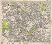 SOUTH LONDON. Thornton Heath Broad Green Selhurst. BACON 1933 old vintage map