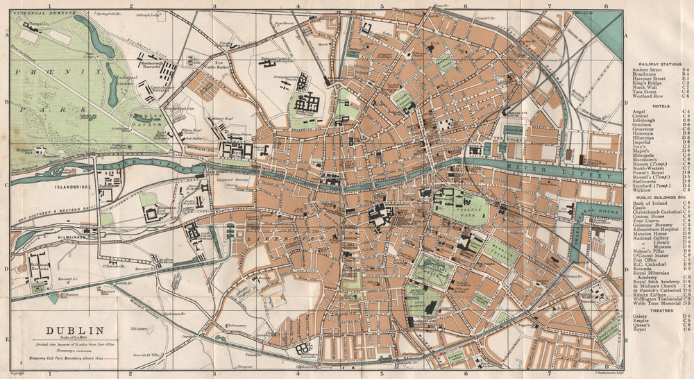 DUBLIN town city plan. Ireland 1902 old antique vintage map chart