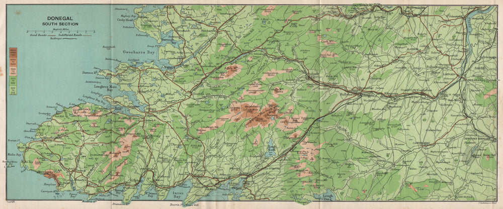 SOUTHERN DONEGAL Slievetooey Killybegs Bluestack Mountains Croaghgorms 1902 map