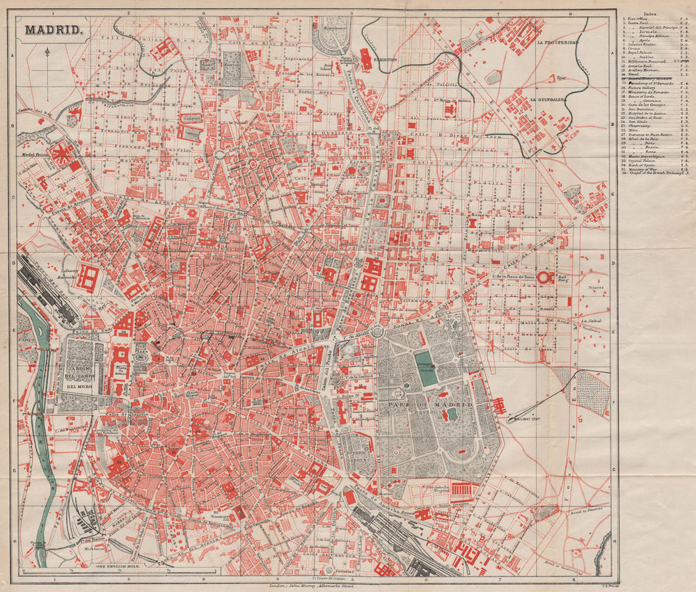 MADRID antique town city plan ciudad. Spain Espana. MURRAY 1898 old map