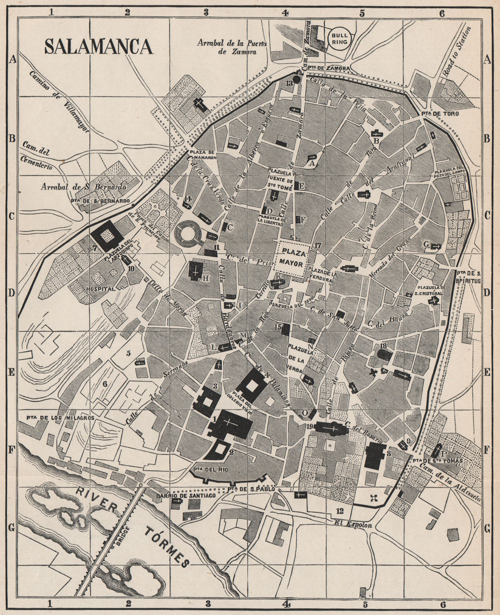 SALAMANCA antique town city plan ciudad. Spain Espana. MURRAY 1898 old map