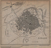 BADAJOZ antique town city plan ciudad. Spain Espana. MURRAY 1898 old map