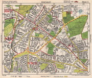 NW LONDON Finchley Church End Mill Hill Hampstead Garden Surburb.BACON 1948 map