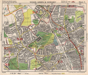N LONDON. Wood Green Hornsey Muswell Hill Bowes Park Alexandra P.BACON 1948 map