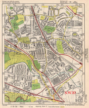 NW LONDON. Wembley Sudbury Alperton Park Royal Hanger Lane. BACON 1948 old map