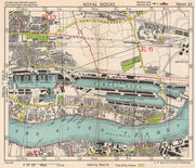 E LONDON Royal Victoria/Albert Docks Beckton Woolwich Silvertown.BACON 1948 map