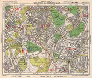 SE LONDON. Dulwich Honor Oak Forest Hill Herne Hill Peckham Rye. BACON 1948 map