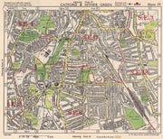 SE LONDON. Catford Hither/Rushey/Lee Green Lewisham Ladywell. BACON 1948 map