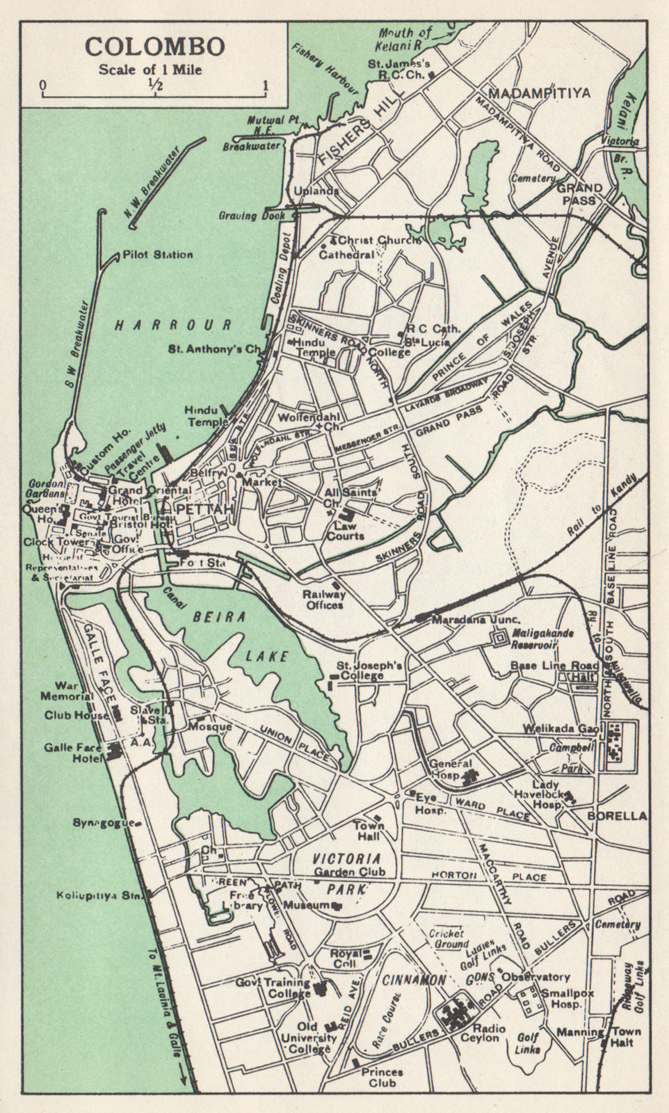 COLOMBO. Town city plan. Ceylon/Sri Lanka. Pettah 1965 old vintage map chart