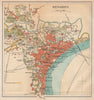 BRITISH INDIA. Benares (Varanasi)  city plan.Ganges temples cantonment 1929 map