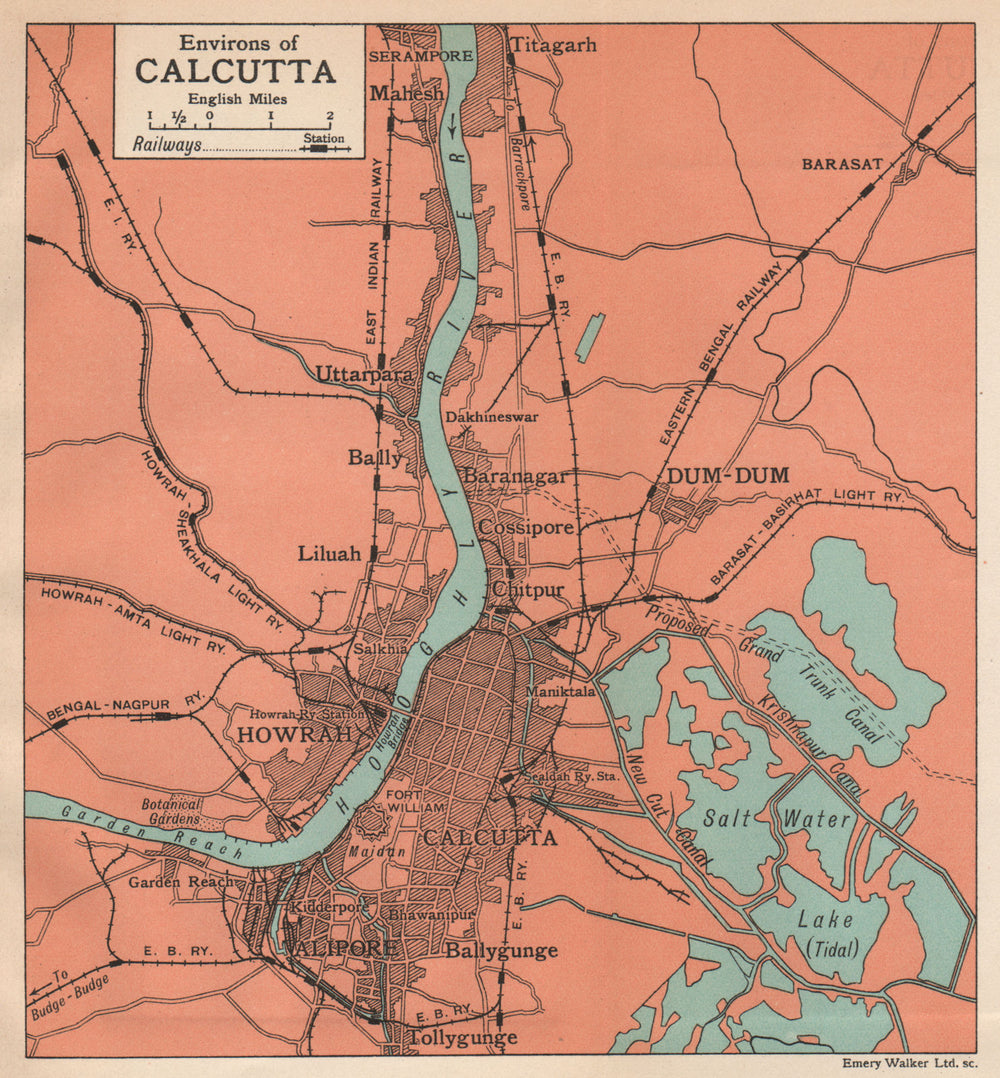 BRITISH INDIA. Environs of Calcutta (Kolkata). Hooghly. Howrah Alipore 1929 map