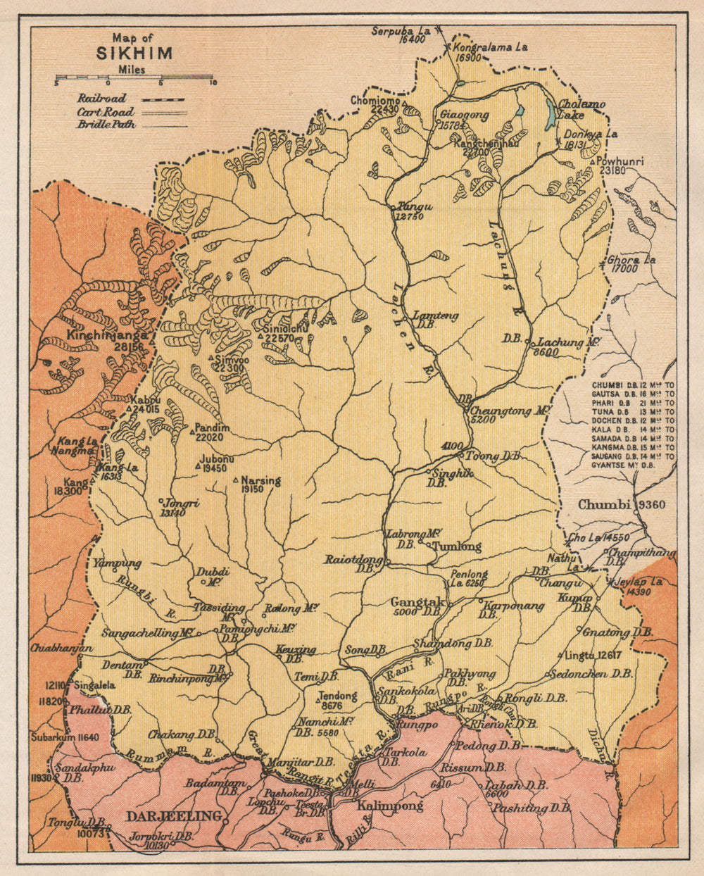 INDIA. Sikhim (Sikkim Shikim Shikimpati).Himalaya Mountains.Darjeeling 1929 map