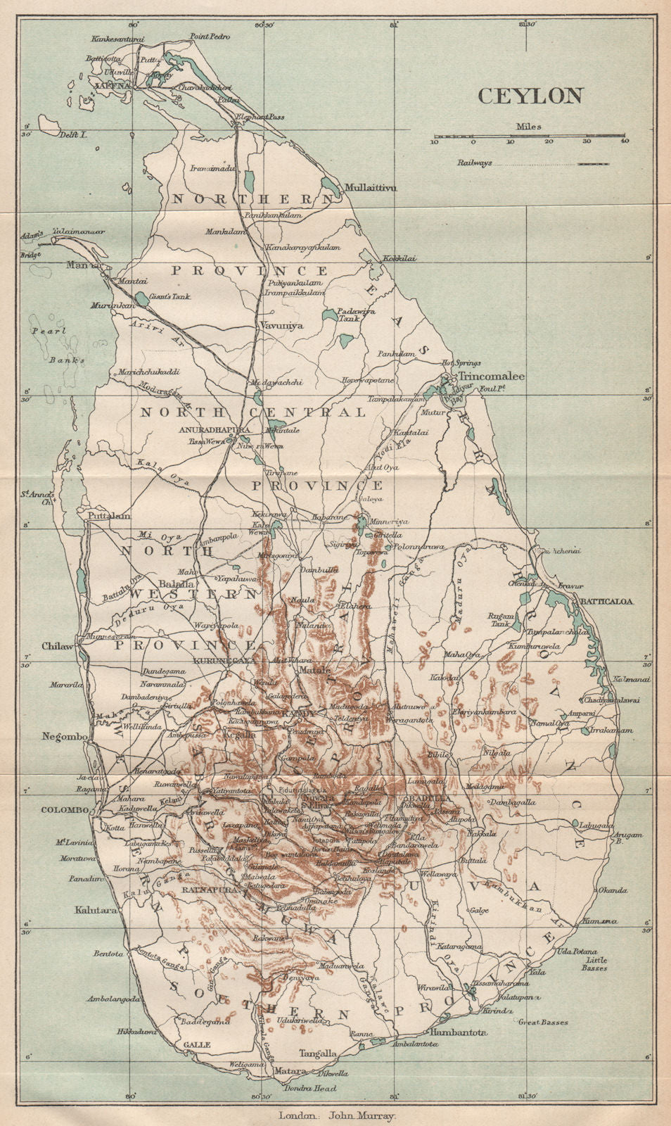CEYLON. Ceylon (Sri Lanka) map showing railways towns. British India 1929