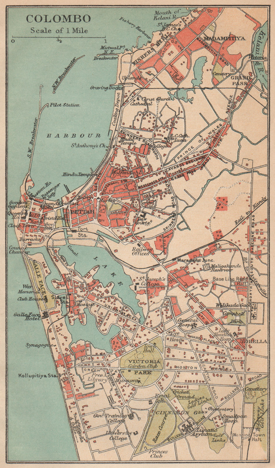 CEYLON. Colombo city plan. Sri Lanka. Pettah. British India. 1929 old map