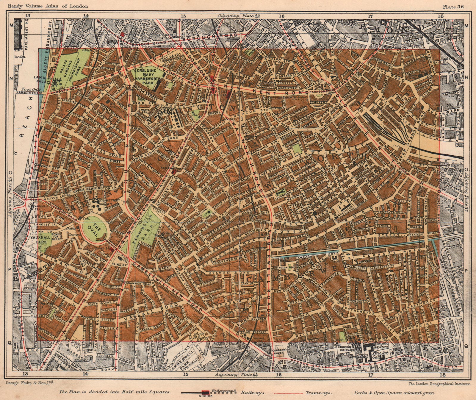 S LONDON. Newington Camberwell Oval Walworth Lambeth Kennington 1932 ...