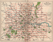 LONDON. Index map. Railways underground tube bus trolleybus map 1938 old