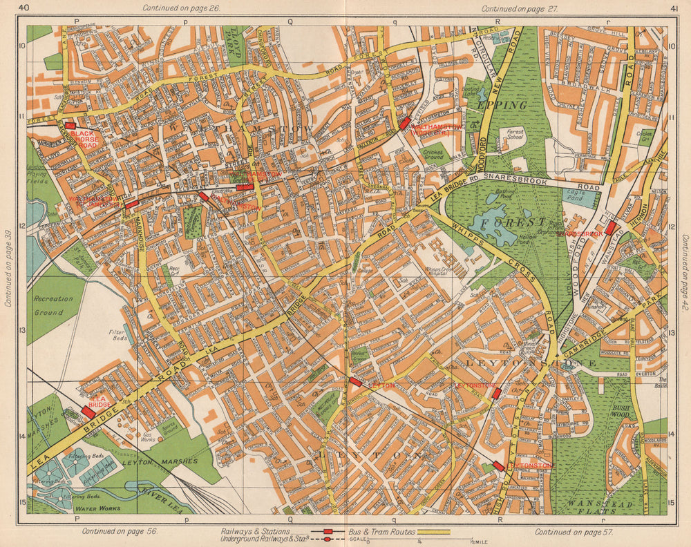 NE LONDON. Walthamstow Leytonstone Leyton Lea Bridge Snaresbrook 1938 old map