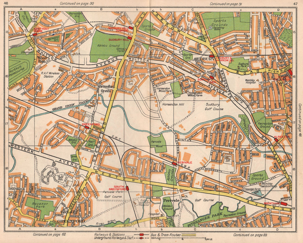 NW LONDON. Northolt Perivale Greenford Sudbury Heights Wood End 1938 old map