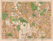 S LONDON. Upper Sydenham Forest Hill Tulse Hill Dulwich Nunhead 1938 old map