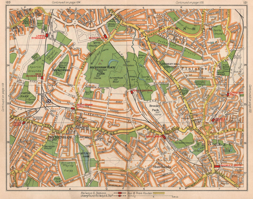 SE LONDON Beckenham Sydenham Downham Bromley Shortlands Plaistow 1938 se-london-beckenham-sydenham-downham-bromley-shortlands-plaistow-1938