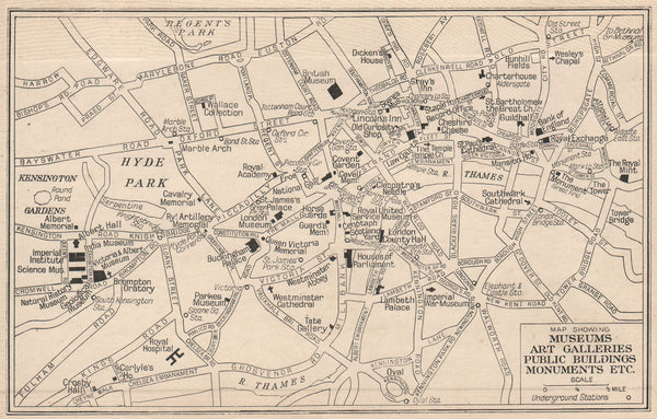 LONDON Museums Art Galleries Public Buildings Monuments 1938 old