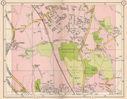 NW LONDON. Elstree Borehamwood Edgwarebury Barnet Gate Highwood Hill 1953 map