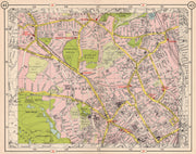 N LONDON. Muswell Hill Hornsey Stoud Green Crouch End Highgate 1953 old map