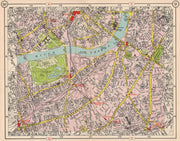S LONDON Lambeth Pimlico Chelsea Kennington Battersea Clapham 1953 old map