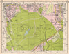 RICHMOND PARK. East Sheen Roehampton Kingston Vale Wimbledon Common 1953 map