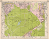 RICHMOND PARK. East Sheen Roehampton Kingston Vale Wimbledon Common 1953 map