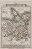 NORTH WALES by John CARY. Miniature antique map. Original colour 1812 old