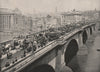 London Bridge, Looking North-West. London 1896 old antique print picture