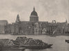 The Thames and St. Paul's, from Bankside. London 1896 old antique print