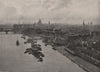 View up the river from The Tower Bridge (High level). London 1896 old print