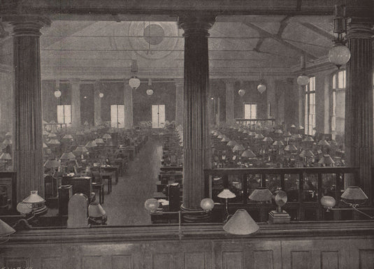 The telegraph instrument galleries, General Post Office. London 1896 ...