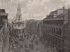 The Strand, with St. Mary's Church, looking East. London 1896 old print
