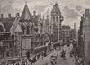 The Royal Palace of Justice, with Temple Bar Memorial. London 1896 old print