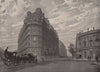The Hôtel Métropole and Northumberland Avenue. London 1896 old antique print