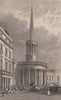LANGHAM PLACE. All Souls Church. London. SHEPHERD 1828 old antique print
