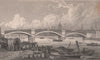 Southwark Bridge from Bankside. London. SHEPHERD 1828 old antique print