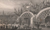 NEW LONDON BRIDGE. Lord Mayor's procession passing underneath. SHEPHERD 1828