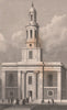 HOXTON. St. John's Church. London. SHEPHERD 1828 old antique print picture