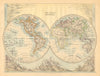 WORLD TWIN HEMISPHERES. Relief. Mountains. Rivers. JOHNSTON 1897 old map