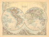 WORLD TWIN HEMISPHERES. Relief. Mountains. Rivers. JOHNSTON 1897 old map